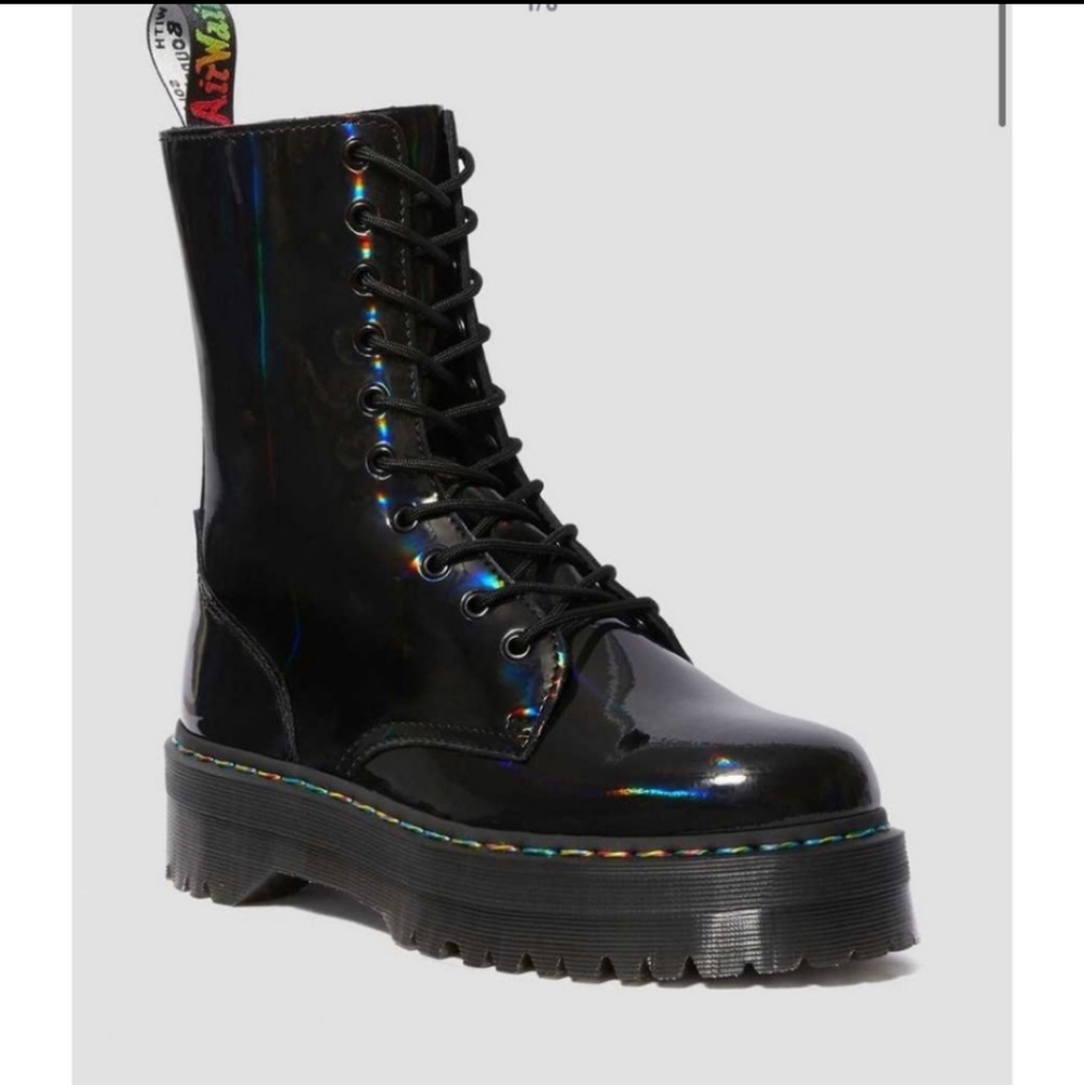 JADON HI RAINBOW PATENT PLATFORM BOOTS